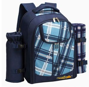 Hap Tim Picnic Basket Backpack 2 Insulated Cooler Compartments Wine Holder Fleece <b>Blanket</b> Cutlery Set-Polyester Camping Hiking - Product Image 5