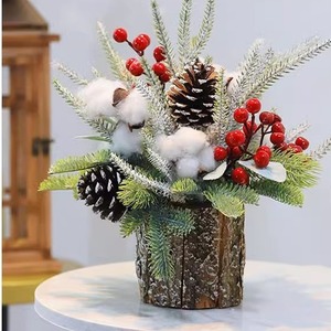 <b>Artificial</b> Christmas <b>Tree</b> 35cm Small Tabletop Decor with Berries Pinecones and Lights Nordic Style for Indoor Holiday Display - Product Image 2