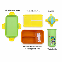 Boîte à bento portable mignonne pour enfants, en plastique, compatible micro-ondes, avec plusieurs compartiments et fonction de conservation