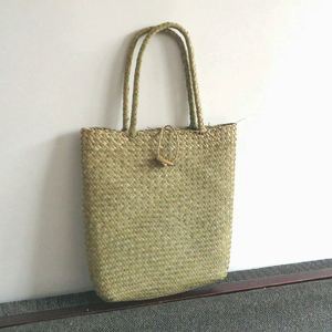 Sac fourre-tout pour femme en jonc de mer tressé, panier de plage portable en paille tressée, sac à bandoulière de plage - Product Image 3