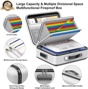 Xách tay chống cháy PP hộp lưu trữ với khóa biểu tượng tùy chỉnh nộp hồ sơ tổ chức Túi vali cho các trường học cho tập tin hộ chiếu giấy chứng nhận - Product Image 2