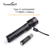 Senter UV TANK007 UV122 Tahan Air, Deteksi Fluoresensi, Lampu Hitam, Lampu Ganda LED, Dapat Diisi Ulang, 365nm