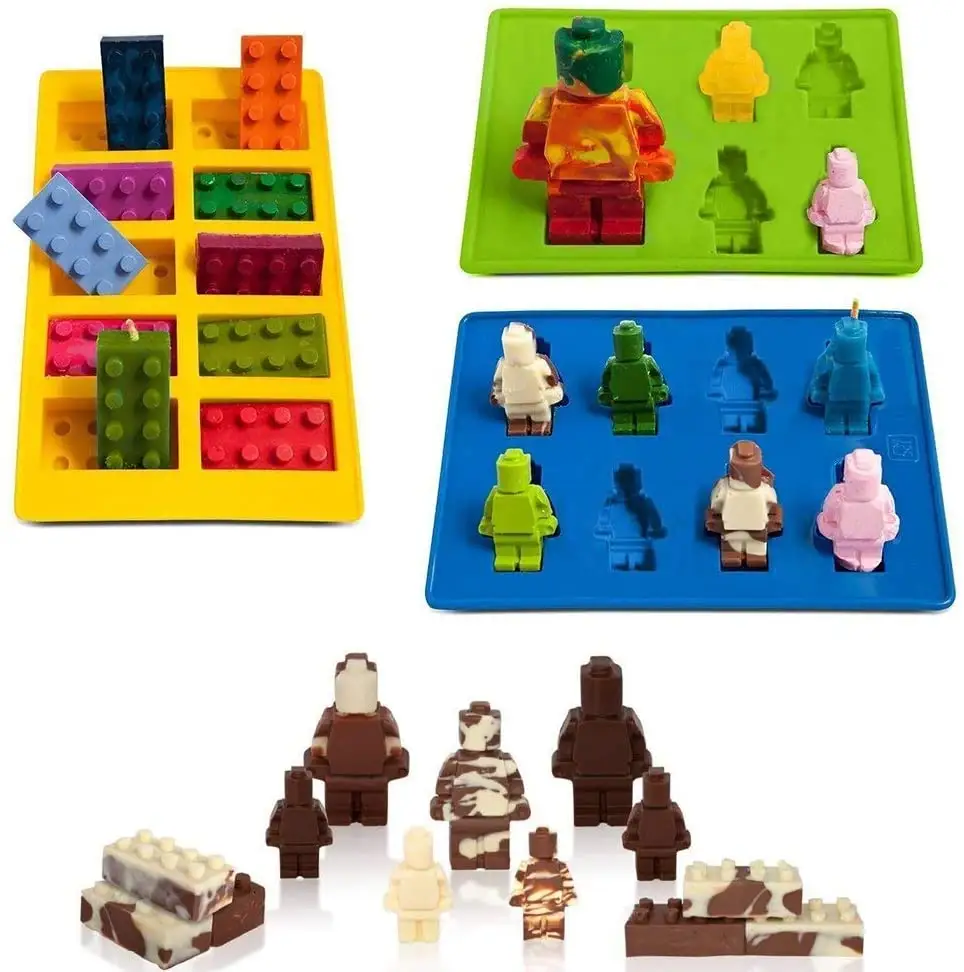 Bpa Gratis Lego Siliconen Mallen Set Bouwstenen En Robots Verjaardag Taart Decoratie Snoep Chocolade Mallen