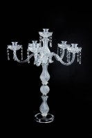 Portavelas Acrílico Transparente, Centro de Mesa Decorativo, Portavelas con Corte de Diamante, Portavelas de 88 cm, Global Elite