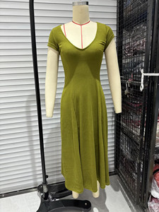 SHENZHU ZA Abito Lungo Elegante a Costine con Scollo a V e Maniche Corte, Nuova Collezione Primavera 2026 da Donna 4174038 - Product Image 3