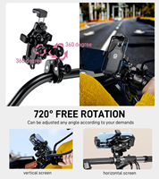 Support de téléphone pour moto Kewig antichoc à rotation 360°, support de téléphone portable antivol pour guidon de vélo avec pince robuste