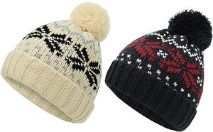 ABI Pom Pomหมวกหมวกฤดูหนาวสําหรับผู้หญิงหมวกกุญแจมือหมวกหมวกอิดโรยหมวกสีแดงหมวกถักหมวกชาวประมง - Product Image 5