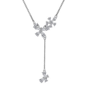 Collier en forme de nœud papillon Tianyu Moissanite, argent sterling 925, plaqué or blanc 18 carats, pendentif à goutte, bijoux pour femmes - Product Image 1