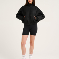 Veste de sport zippée oversize pour femme 2026, coupe courte, coupe-vent, col montant, décontractée, pour l'entraînement