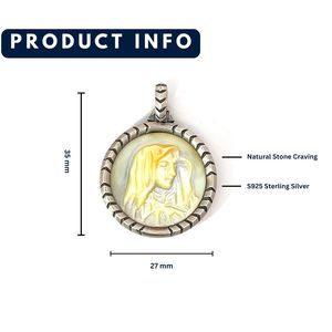 925 Sterling Silver Fine Round Yellow Mother of <b>Pearl</b> Themed <b>Pendant</b> for Men & Unisex Casual/Sporty Wear NA - Product Image 2