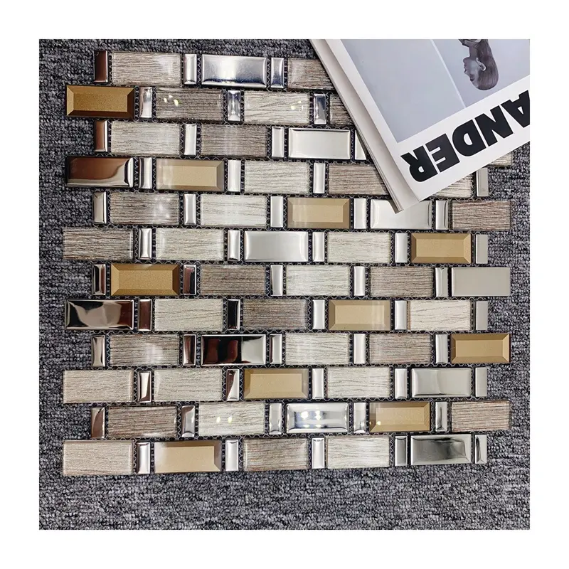 Manufactured hot sale glossy surface glass mosaic tile with cheap price mosaic tile for kitchen backsplash for home and hotel