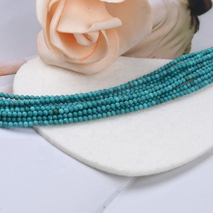 Hạt đá Turquoise xanh lam tự nhiên 2mm bán buôn, dạng dây, đá quý rời để làm đồ trang sức - Product Image 3
