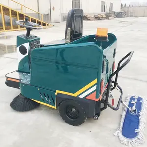 Limpiador de calles Barredora de carretera eléctrica grande Paseo al aire libre en barredora de piso