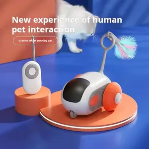 2024卸売電気スマート猫のおもちゃティーザーフェザーインテリジェント自動犬猫の羽のおもちゃ