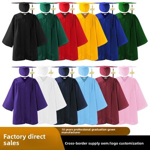 Toga <span class=keywords><strong>de</strong></span> Graduación <span class=keywords><strong>de</strong></span> Tela <span class=keywords><strong>de</strong></span> Sarga Personalizada al por Mayor <span class=keywords><strong>de</strong></span> Fábrica OEM para <span class=keywords><strong>Preescolar</strong></span> y Jardín <span class=keywords><strong>de</strong></span> Infancia, Gorros y Togas para Uso Escolar - Product Image 2