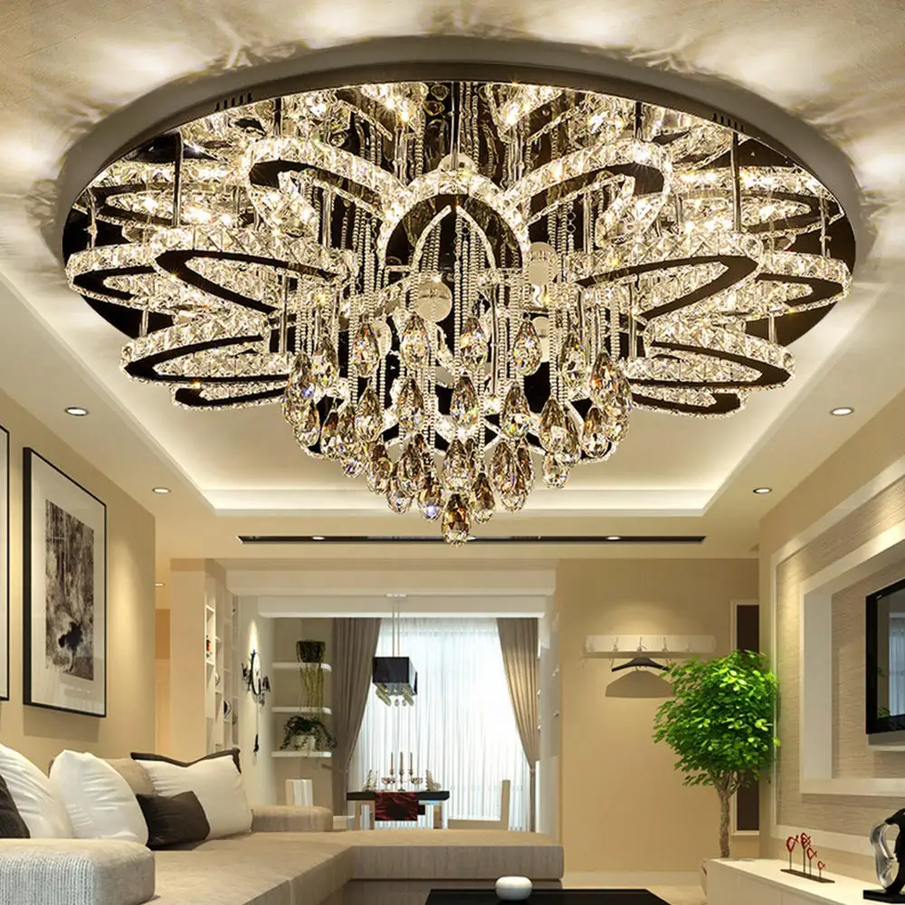 Living Room Decoration Raindrop Flush Mount Pendant Lamp Round Multi Tier Luxury Led Ceiling Light