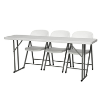 HOMFUL Vente en gros de granit blanc Aucun assemblage requis Table de séminaire pliante en plastique pour bureau et commerce