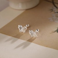 Clous d'oreilles papillon style Ins, en argent S925, hypoallergéniques, pour usage quotidien