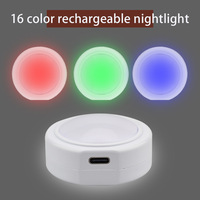 Mini éclairage LED sous-meuble, 16 couleurs RGB, rechargeable par USB, télécommande, lumières à intensité variable pour placards, veilleuse