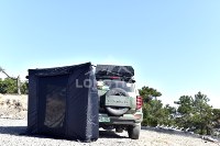 Auvent mural 180 degrés en Oxford 420D avec fermeture éclair SBS, gaze 110G, bouton olive, 2M 2.5M, 9 couleurs, OEM, abri de camping imperméable