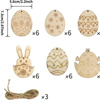Ornements en bois d'œuf faits à la main, lot de 50, découpes en bois naturel non fini, peinture DIY, artisanat de Pâques pour enfants
