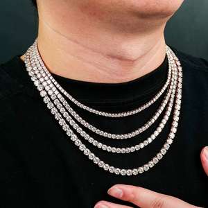 Collar de Cadena de Eslabones de Alta Calidad para Hombre, Unisex, Estilo Hip Hop, Plata de Ley S925, Chapado en Oro Rosa, con Diamantes de Moissanita - Product Image 3