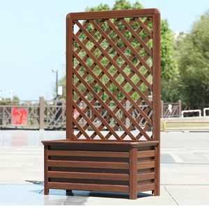 Caja de macetas de madera, enrejado de celosía de diamante, cama de jardín elevada móvil <span class=keywords><strong>para</strong></span> exteriores <span class=keywords><strong>para</strong></span> plantas <span class=keywords><strong>trepadoras</strong></span> - Product Image 5