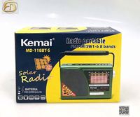 Radio rechargeable Kemai MD-118BT-S FM AM SW 3 bandes avec énergie solaire, lumière, lecteur MP3 USB SD TF