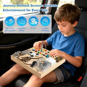 Tavola delle Attività, Giocattolo Montessori per Bambini da 1-4 Anni, Regalo Ideale per Bambini da 1+ Anno, Giocattolo Sensoriale in Legno per Viaggi - Product Image 6