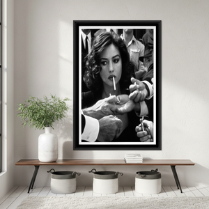 Vintage Glamour Printed Canvas: <b>Black</b> and White Woman Smoking Art,<b>BLACK</b> <b>FRAMED</b> CANVAS - Product Image 3