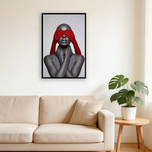 Cuadro Abstracto <span class=keywords><strong>de</strong></span> Alta Gama con Mano Roja Cubriendo los Ojos, Arte Mural Moderno y Estético en Lienzo <span class=keywords><strong>para</strong></span> Decoración <span class=keywords><strong>de</strong></span> Hoteles y Villas - Product Image 2