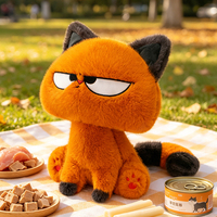 Peluche chat orange mini mignon Kawaii avec visage grinçant, queue rayée et oreilles grises – Cadeau de Noël – Fabrication directe usine