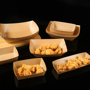 Caja de papel kraft desechable sin manchas con descuento, tipo barco, para embalaje de barbacoa, patatas fritas, pastel de arroz, aperitivos, laminada, caja abierta - Product Image 1