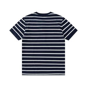 Nouveau style estival de la marque de mode polyvalente, t-shirt décontracté ample à manches courtes RL pour couple homme et femme, à rayures brodées - Product Image 2