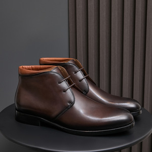 Botas <span class=keywords><strong>Chelsea</strong></span> de Plataforma para Hombre, Hechas a Mano, de Cuero Genuino, Retro, con Cordones, Transpirables, Antideslizantes, para Invierno - Product Image 4