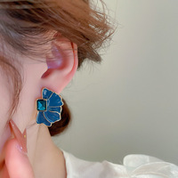 Anting Bunga Tetesan Minyak Multiwarna Retro Prancis Baru Anting Bunga Logam Cantik Perhiasan Wanita