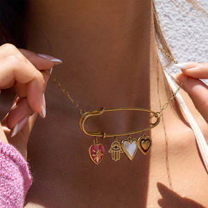 Colliers et pendentifs en acier inoxydable 316L plaqué or 14K et 18K PVD, bijoux fins pour femmes, avec fermoir à clip. - Product Image 1