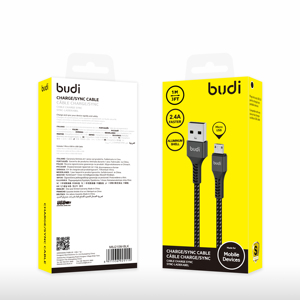 Câble USB Type C Budi 1M 2.4A en nylon, charge rapide, synchronisation des données, câble de charge USB Type-C USB-C pour PHONE 17 Oneplus 2 Zuk Z2 <span class=keywords><strong>NEXUS</strong></span> - Product Image 2