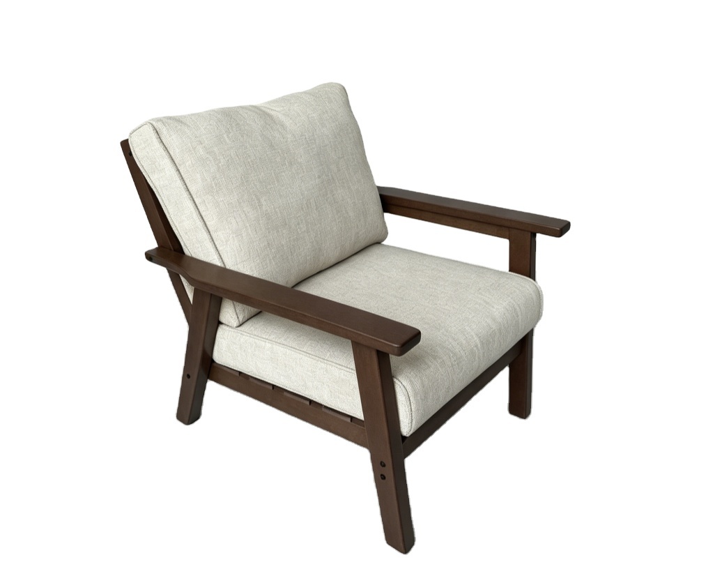 Eco-friendly Recycled HDPE Outdoor Furniture Set Weatherproo Outdoor Patio Furniture with Removable Grey Cushion
