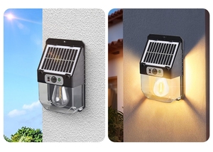 New Wall <b>Light</b> IP65 Garden Outdoor Waterproof LED1-8 Bulb 4 Solar <b>Lights</b> for Home W7116-1 <b>Motion</b> <b>Sensor</b> Rechargeable Replaceable - Product Image 2