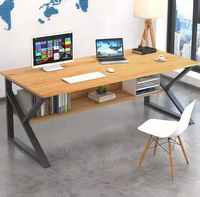 Bureau d'ordinateur en bois écologique au design moderne avec structure métallique et plateau en panneau, marque MLEX, 120x60x75cm, pour bureau à domicile