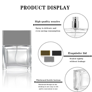 50ml Rỗng chai vuông Parfum chai nước hoa thủy tinh với nắp nhựa - Product Image 2