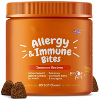 Complément Immunitaire pour Chiens : Friandises Tendres pour Allergies Saisonnières, Santé Intestinale, Mélange de Colostrum, Astragale, Probiotiques, Saumon et Multivitamines