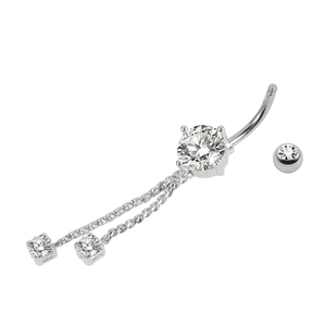 स्टेनलेस स्टील की भेदी गहने श्रृंखला के साथ डबल ज्वेल्ड cz के साथ डबल गहने cz cz - Product Image 3