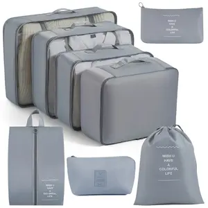 Yeni ambalaj küpleri seyahat için özel Logo 7 adet seyahat küpleri Set katlanabilir bavul organizatör hafif bagaj saklama çantası