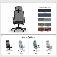 Chaise de bureau ergonomique avec support lombaire, appui-tête réglable 2D, dossier en maille respirante, accoudoirs fixes, pivotante, design moderne