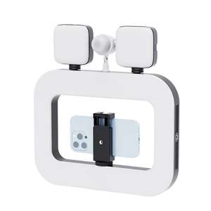 Supporto per Smartphone con Luce LED Bicolore 2-in-1, Anello Luminoso e Supporto per Microfono, per TikTok, <span class=keywords><strong>YouTube</strong></span> e Streaming Live - Product Image 2