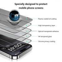 Anti statique Esd 25 ° Antispy Super 9D compartiment à poussière en verre trempé Film de protection de l'écran de confidentialité pour téléphone portable pour Tecno