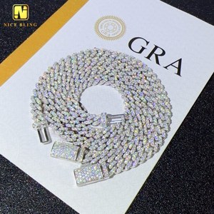 Collar de eslabones cubanos de moissanita de tamaño pequeño, probador de diamantes de una fila de 6mm, Plata de Ley 925, joyería para hombres y <span class=keywords><strong>mujeres</strong></span>, cadenas heladas - Product Image 3