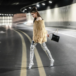 Night Club Fashion Skintight Over Knee High <b>Boots</b> for Women Stiletto Long <b>Boots</b> Special Mirror Leather Sexy Thigh High <b>Boots</b> - Product Image 3